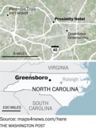 Map of North Carolina and Greensboro