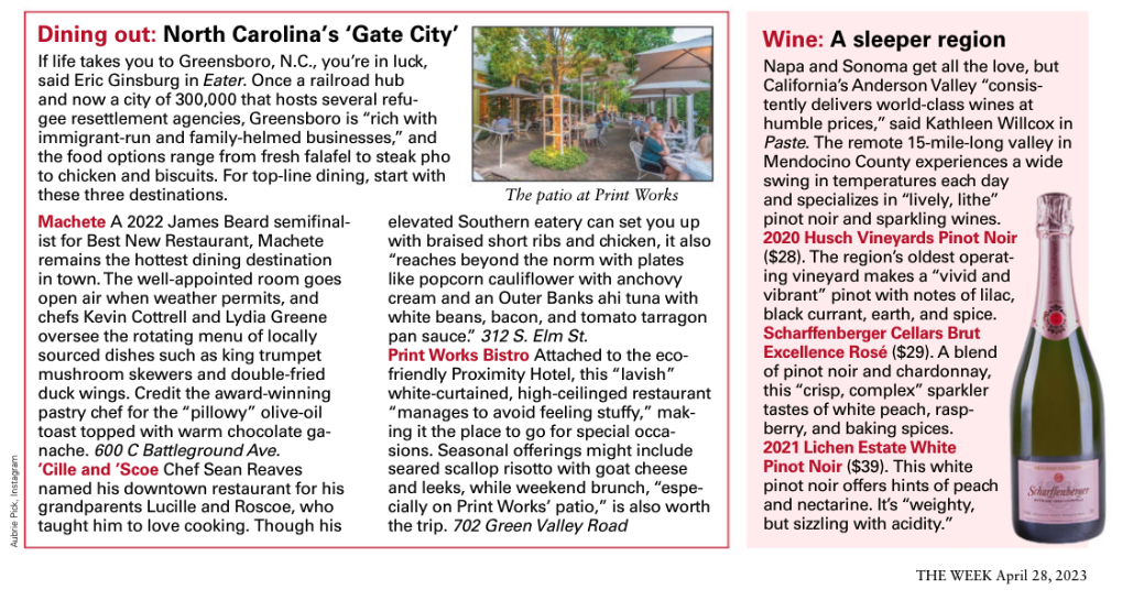 Paperclipping of the Week article of Print Works Bistro